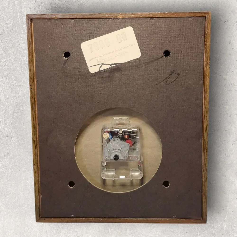 1970s Intercraft Shadowbox Wall Clock Fisherman Seascape Sunset MCM Works VNTG